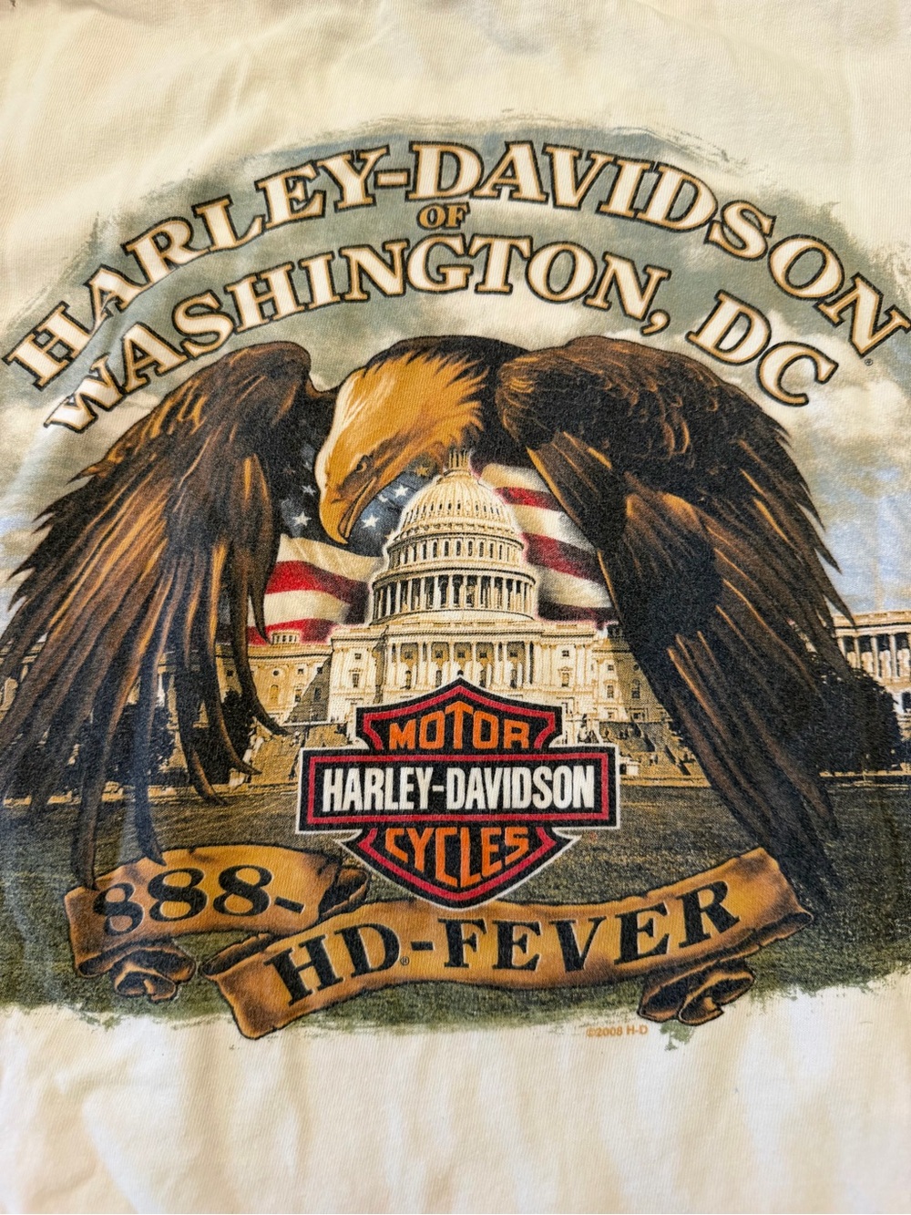 Harley Davidson USA 2008 Eagle white tshirt Mens M Washington DC Rolling Thunder
